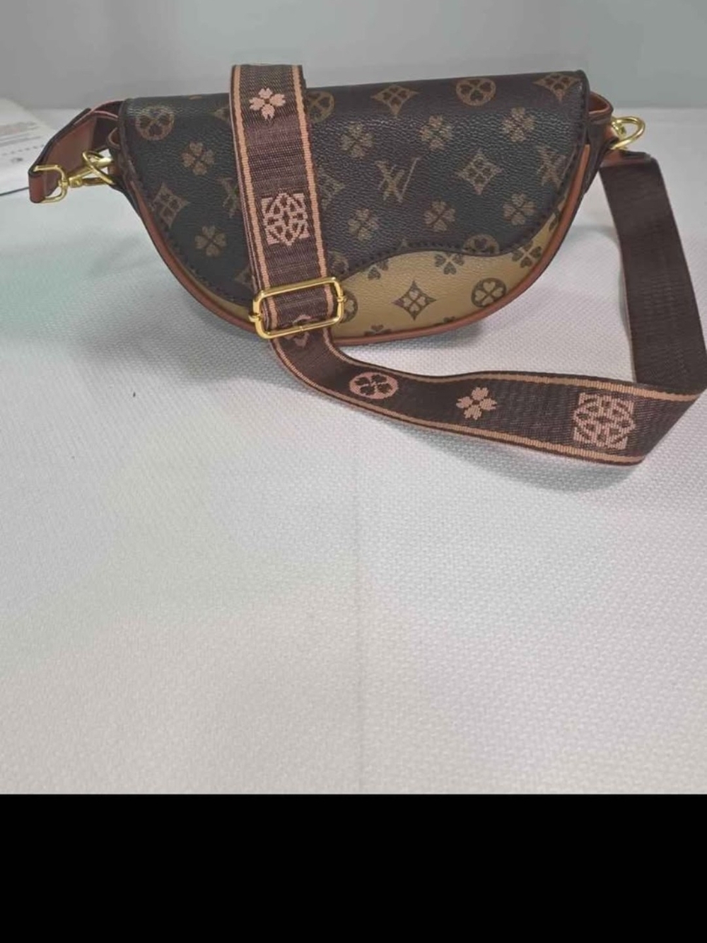 Luxury Brown Monogram Saddle Crossbody Bag